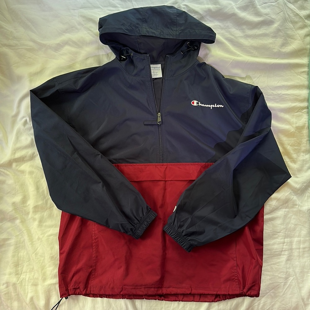 Red and blue champion windbreaker